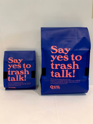 QUIL offers two sizes of reusable and returnable bags. The small bag is perfect for most apparel orders. The medium bag is your go-to for larger orders or bulkier items.
